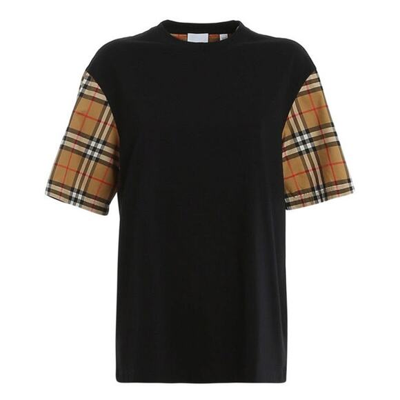 Burberry Serra Nova Check Black Oversized Tee Shirt Large L 8014895 - Picture 1 of 16